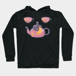 Soft pink night tea set Hoodie